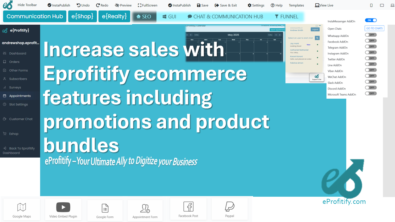 Increase sales with Eprofitify ecommerce features including promotions and product bundles